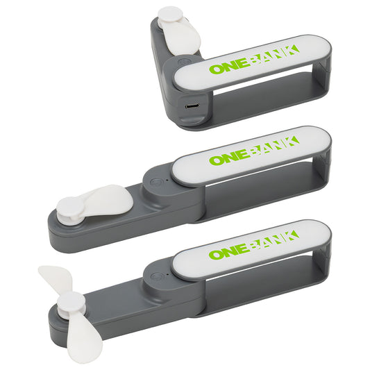 White/Gray Gale Rechargeable Fan with Swivel Handle