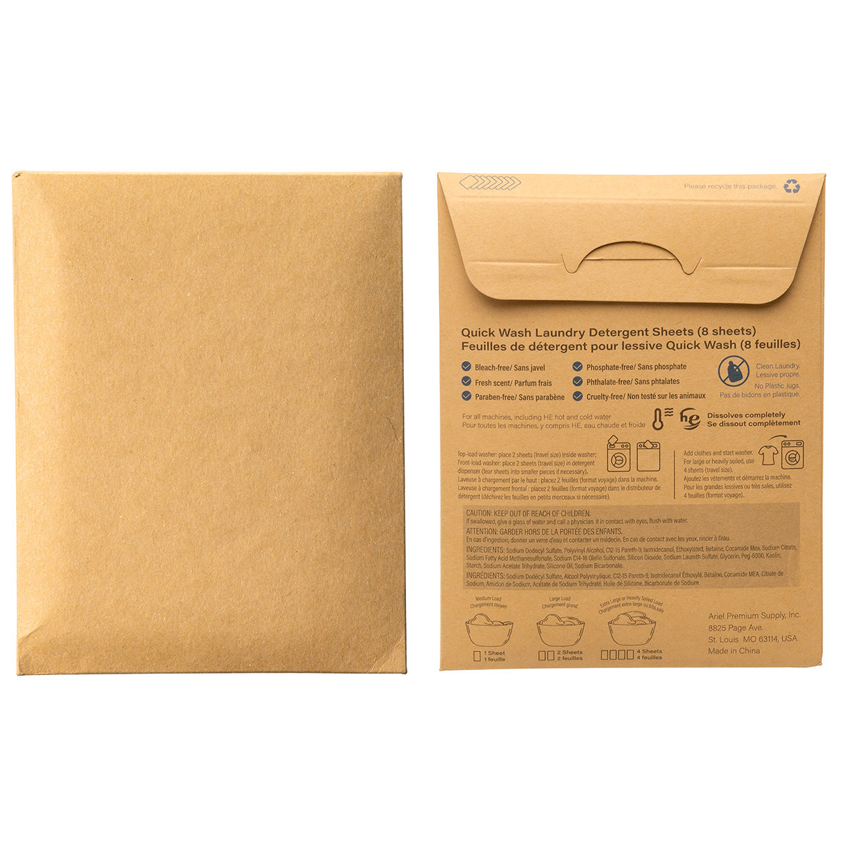Brown Quick Wash Laundry Detergent Sheets