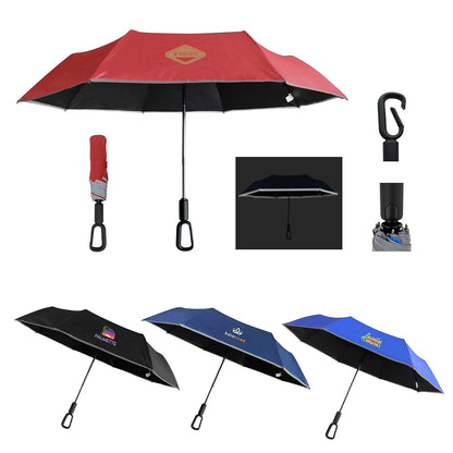 Black Ridgeline 46" Arc Reflective Umbrella with Carabiner Handle
