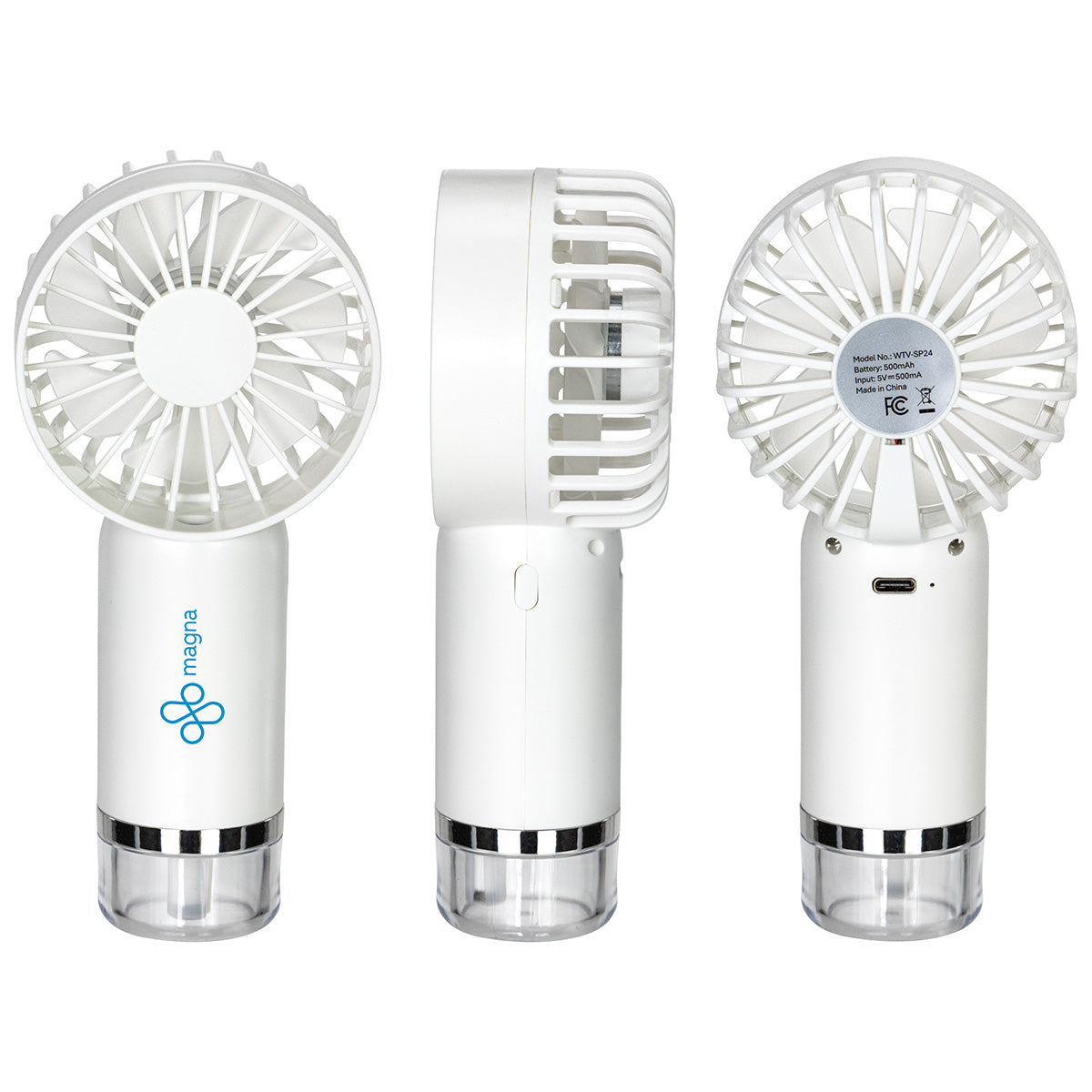 White Best Buddy Tools ® Spritz Handheld Rechargeable Misting Fan