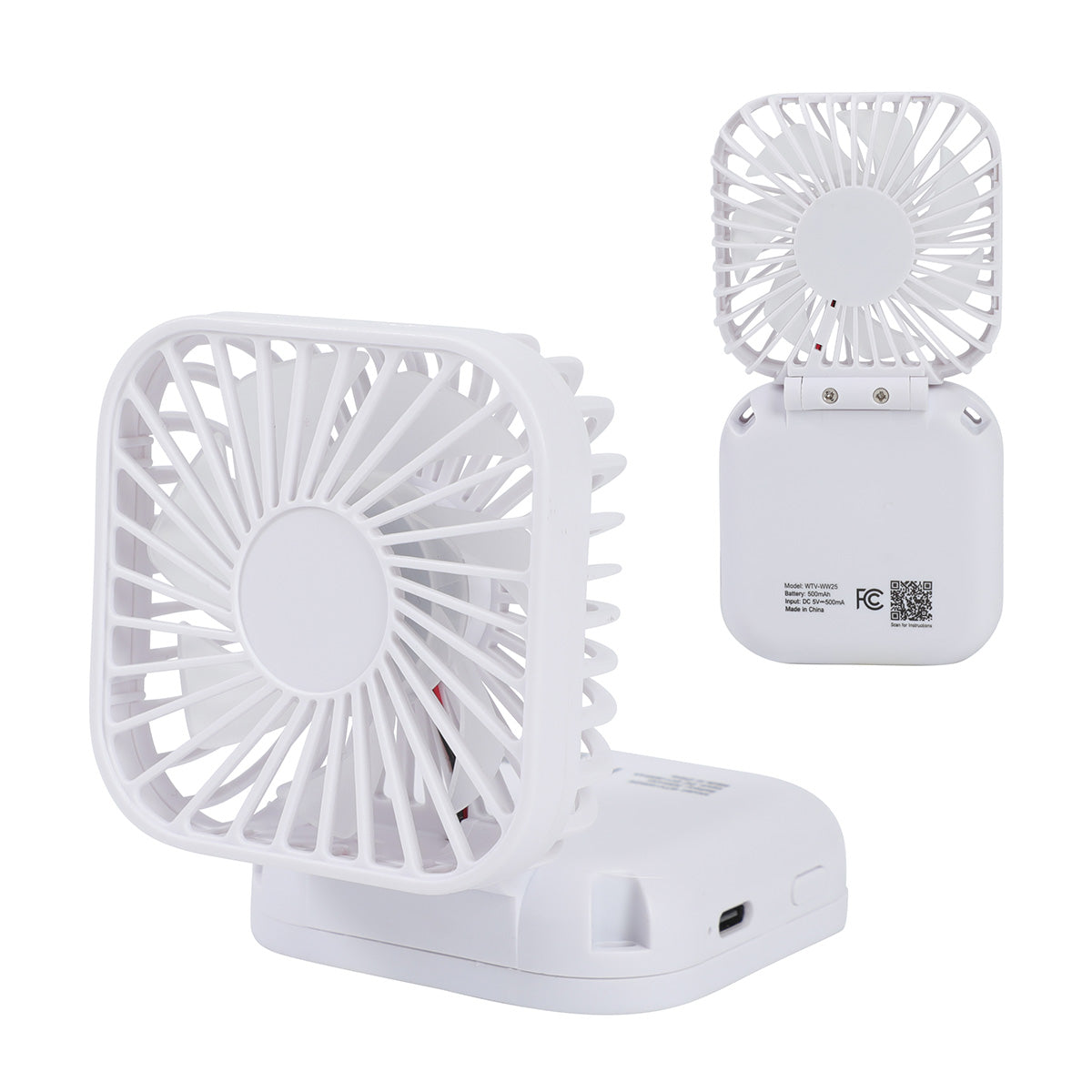 Whirlwind Mini Folding Rechargeable Fan with Lanyard