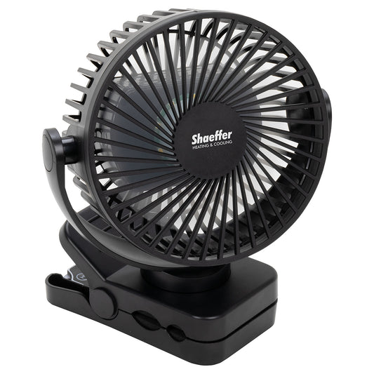 Black Zephyr Clip Fan with Power Bank, Light & Remote Control