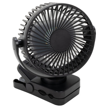 Black Zephyr Clip Fan with Power Bank, Light & Remote Control