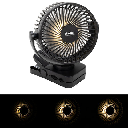 Black Zephyr Clip Fan with Power Bank, Light & Remote Control