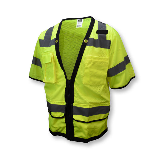 SV59Z-3 Type R Class 3 Heavy Duty Mesh Surveyor Safety Vest with Zipper - Green - Size XL
