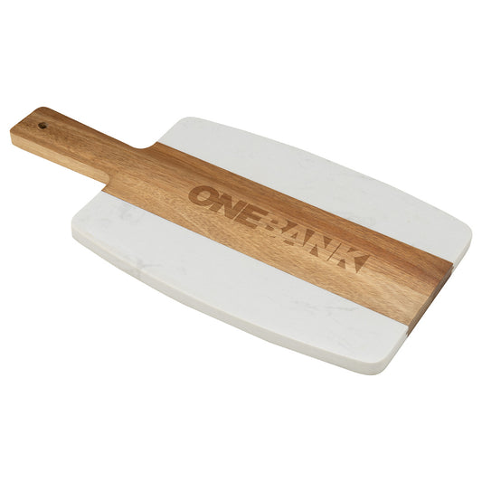 White/Brown Acacia & Marble Cutting Board