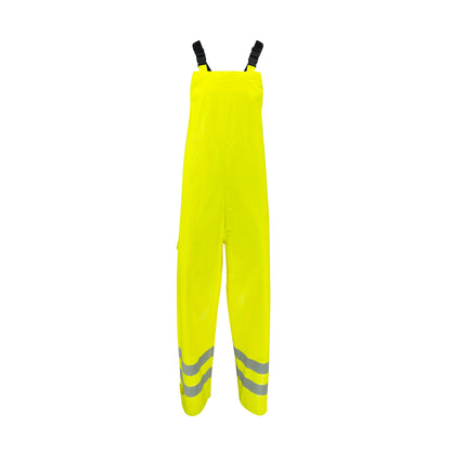 RW08B Class E Self-Extinguishing Rain Bib with Safety Fly - Lime - Size  2X