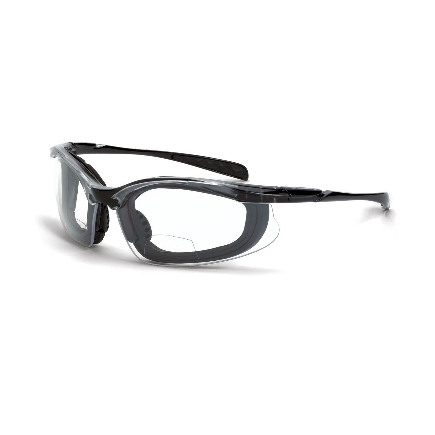 Concept Foam Lined Bifocal Safety Eyewear - Crystal Black Frame - Clear Lens - 2.5 Diopter
