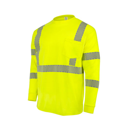 ST921 Men's Long Sleeve FR T-shirt with Class 3 Segmented Reflective Tape - Hi-Vis Green - Size XL