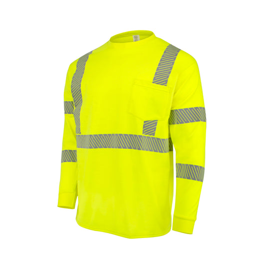 ST921 Men's Long Sleeve FR T-shirt with Class 3 Segmented Reflective Tape - Hi-Vis Green - Size XL