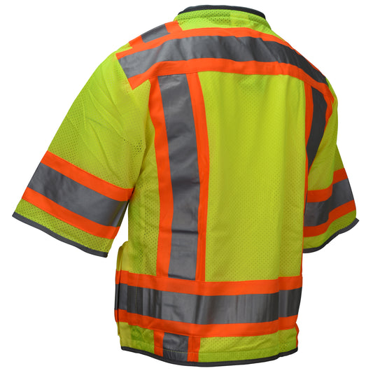 SV55-3 Class 3 Heavy Woven Two Tone Mesh Engineer Vest - Green - Size 2X