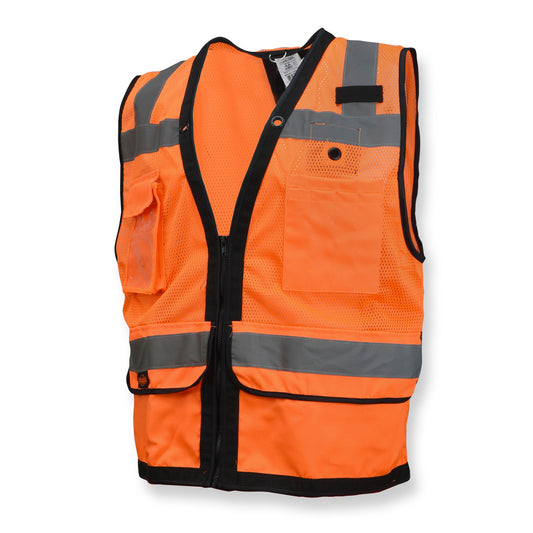 SV59ZT Heavy Duty Surveyor Tether Vest with Zipper - Orange - Size XL