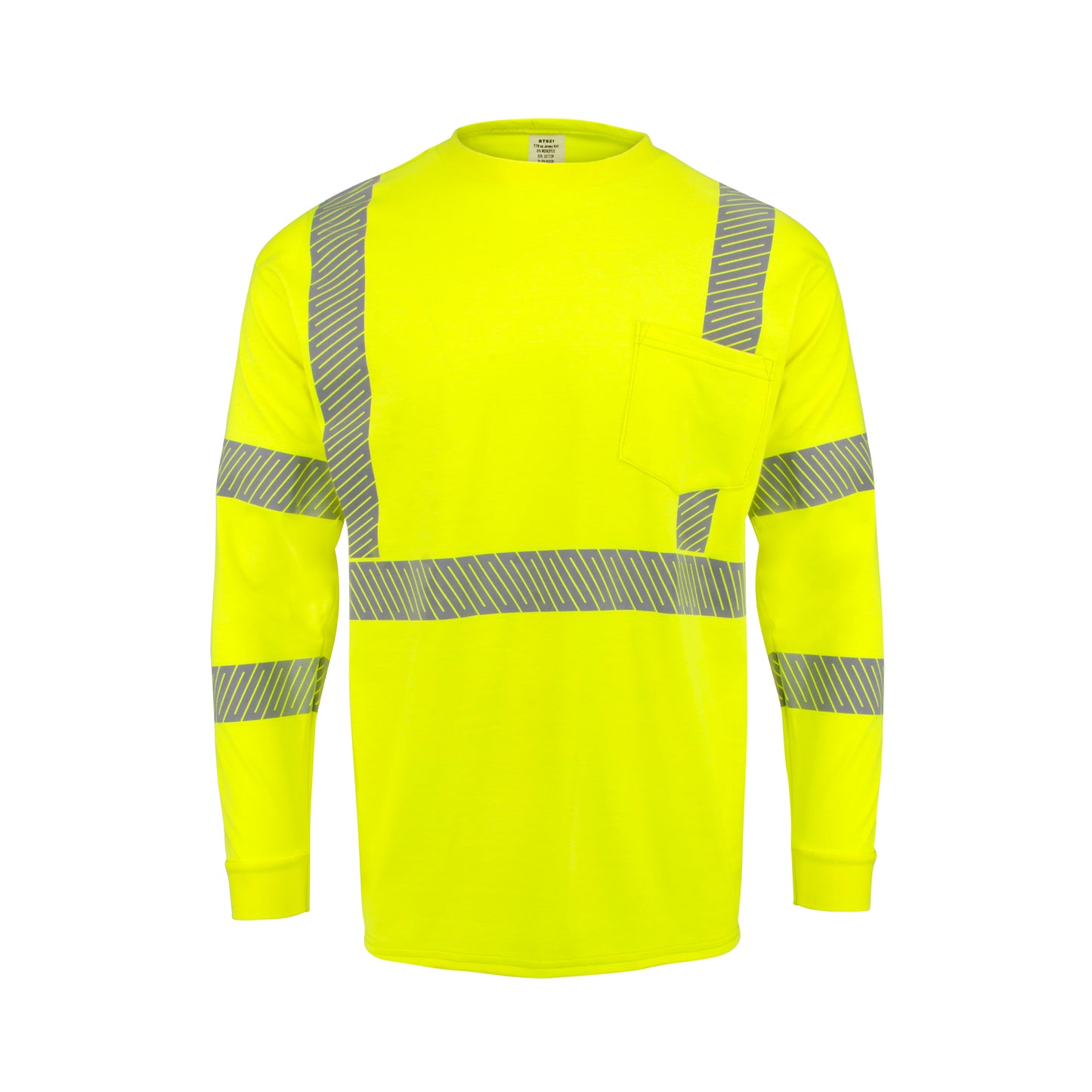 ST921 Men's Long Sleeve FR T-shirt with Class 3 Segmented Reflective Tape - Hi-Vis Green - Size 2X