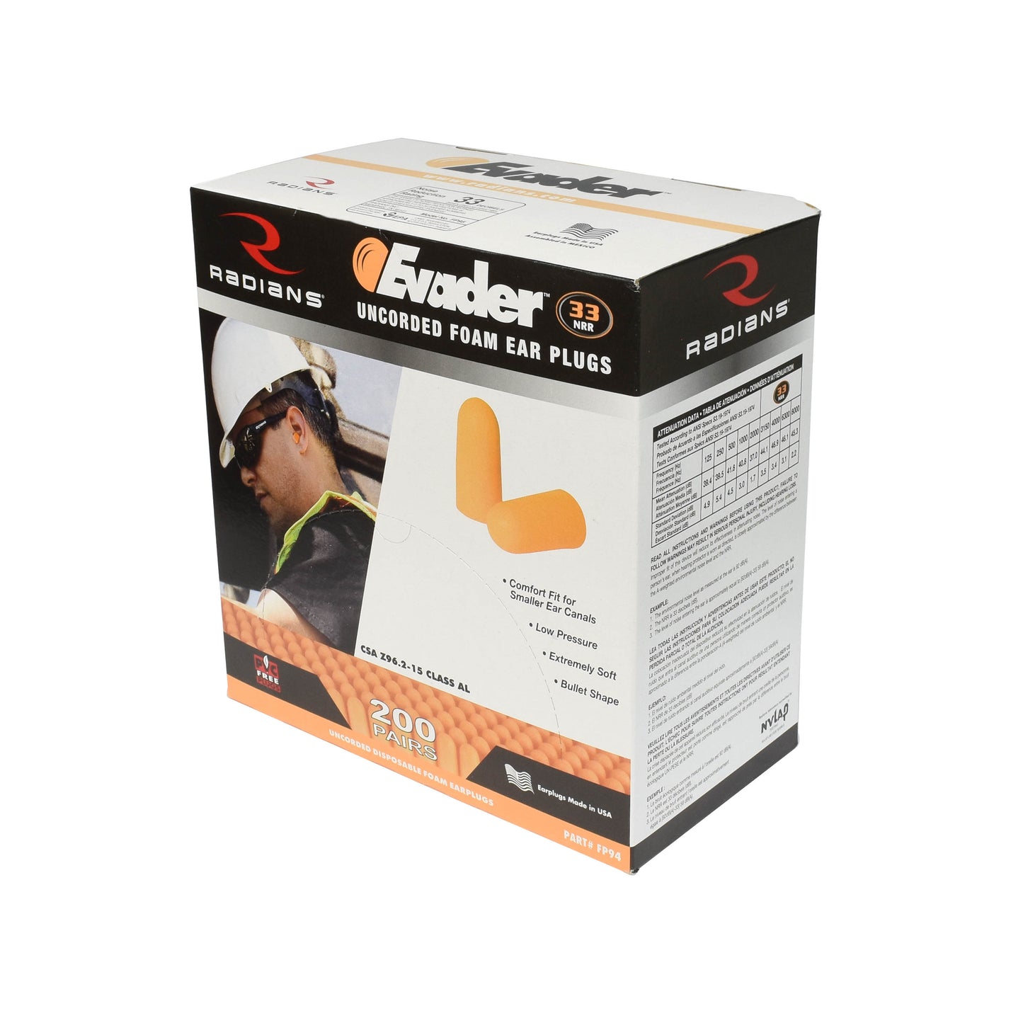 EVADER® 33 Disposable Foam Earplugs - Uncorded