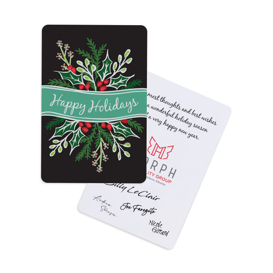 White Festive Flourish Holiday Greeting Card
