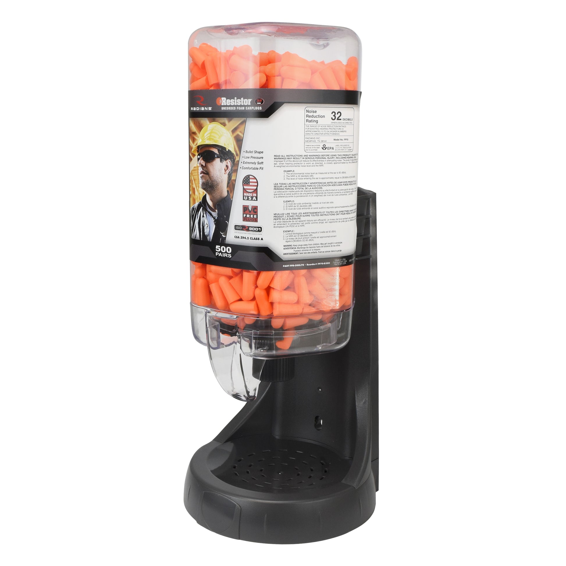 Refillable Dispenser with Resistor® 32 FP70 Plugs - 500 Pair