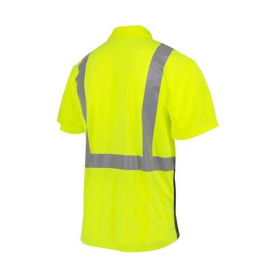 ST12B Class 2 High Visibility Color Blocked Safety Short Sleeve Polo Shirt - Green - Size 2X