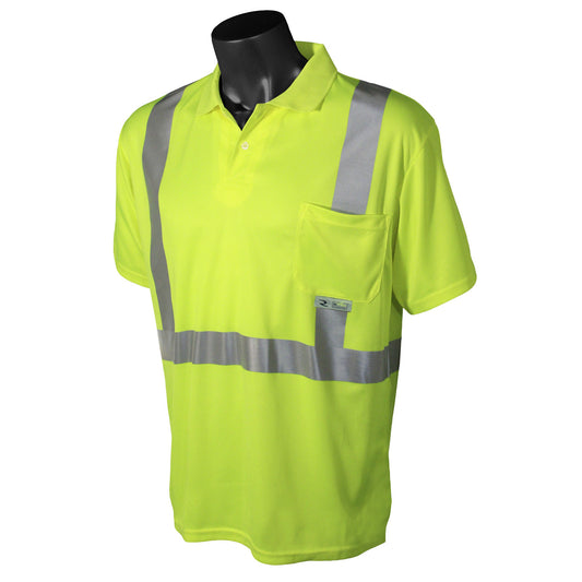 ST12 Class 2 High Visibility Safety Short Sleeve Polo Shirt - Green - Size XL