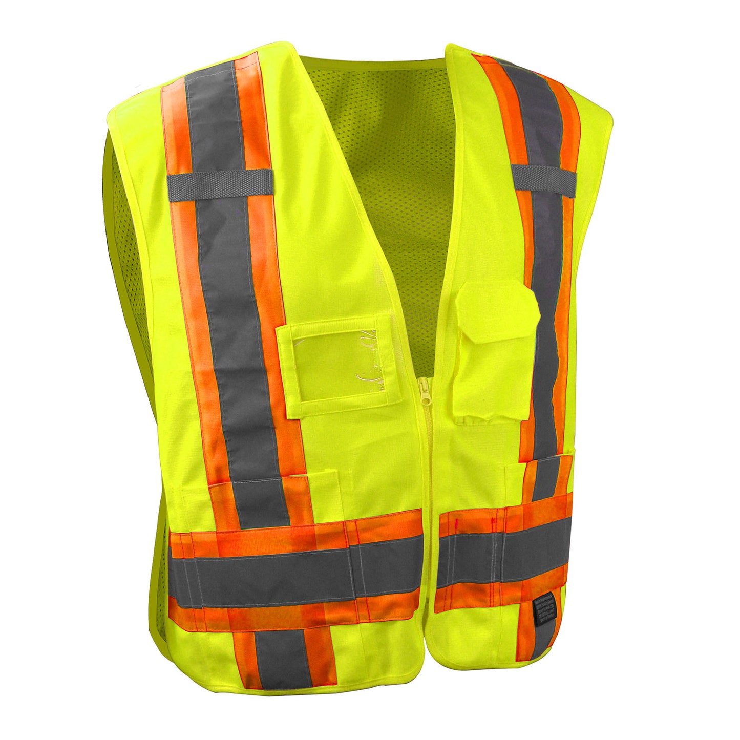 SV020X-2 Heavy Duty 7-Pocket Tear Away Cruiser Vest X-Back - Hi Vis Green - Size XL