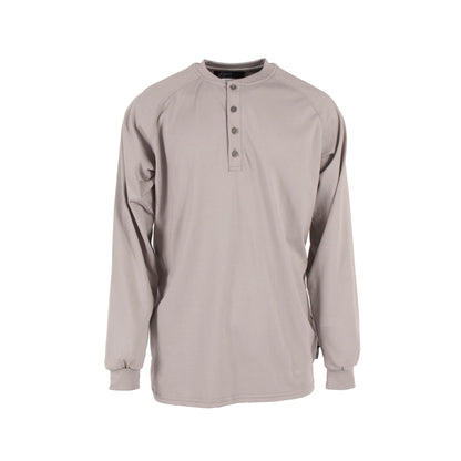 VI6HS 6 oz Cotton FR Henley Shirt (CAT 2) - Gray - Size XL