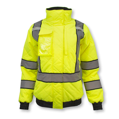 SJ930-3ZGW Women's Class 3 Quilted Bomber Jacket - Green - Size 2X