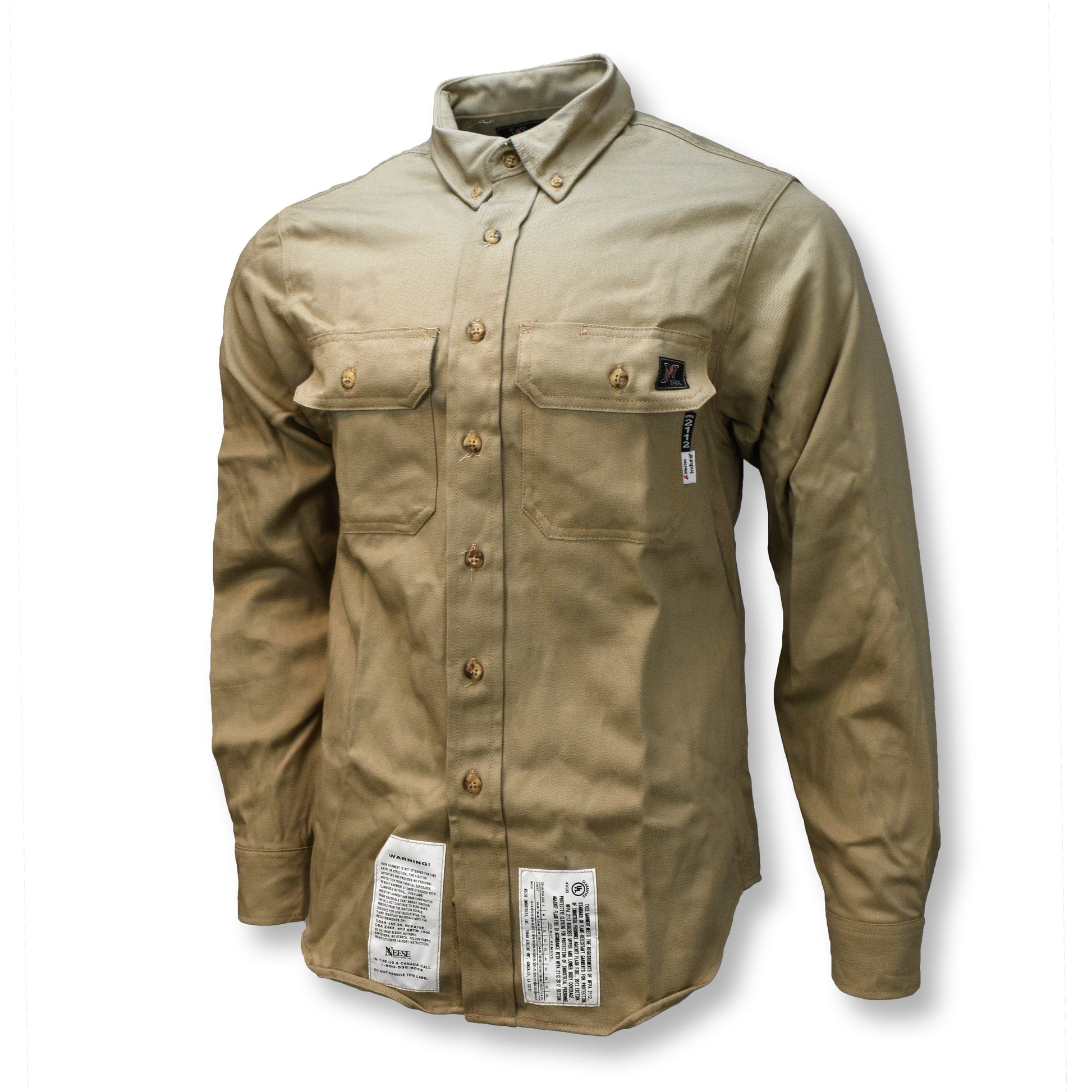 VI7SH 7 oz Indura® FR Shirt (CAT 2) - Khaki - Size XL