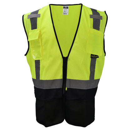 SV7B Type R Class 2 Black Bottom Surveyor Safety Vest - Green - Size 2X-3X