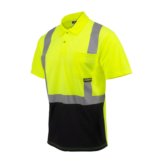 ST12B Class 2 High Visibility Color Blocked Safety Short Sleeve Polo Shirt - Green - Size XL