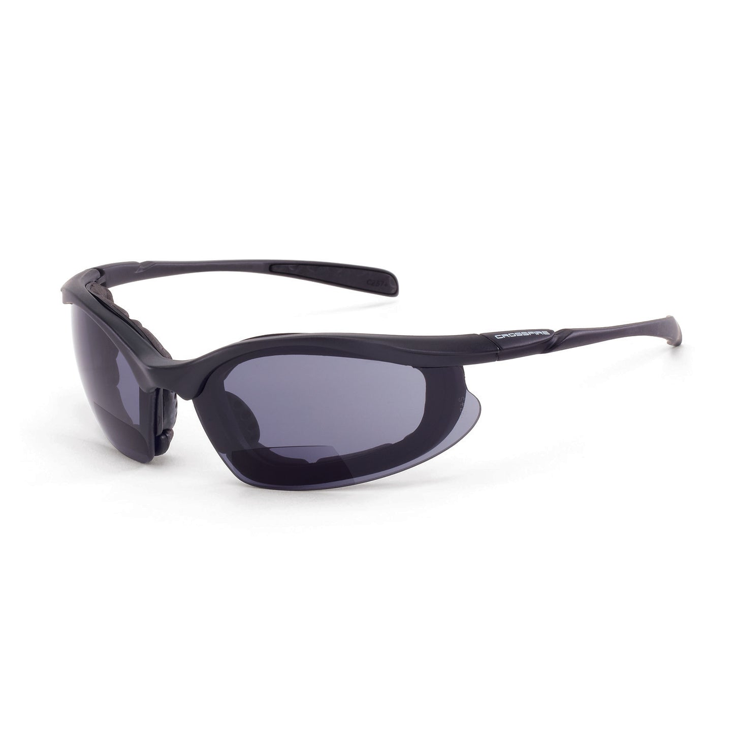 Concept Foam Lined Bifocal Safety Eyewear - Matte Black Frame - Smoke Lens - 1.5 Diopter