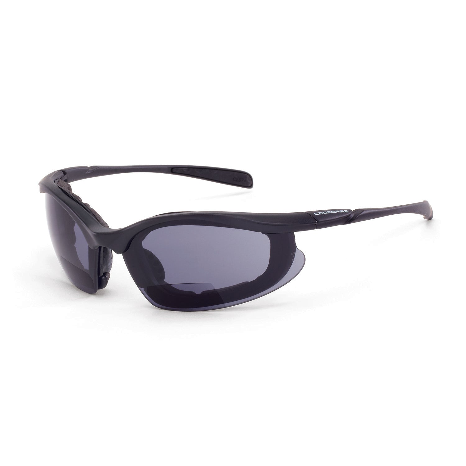 Concept Foam Lined Bifocal Safety Eyewear - Matte Black Frame - Smoke Lens - 1.5 Diopter