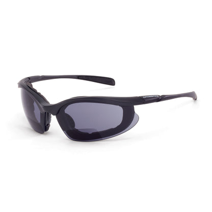 Concept Foam Lined Bifocal Safety Eyewear - Matte Black Frame - Smoke Lens - 1.5 Diopter