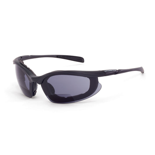 Concept Foam Lined Bifocal Safety Eyewear - Matte Black Frame - Smoke Lens - 1.5 Diopter