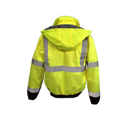 SJ11QB Type R Class 3 Weatherproof Bomber Jacket with Quilted Liner - Hi-Vis Green - Size 2X