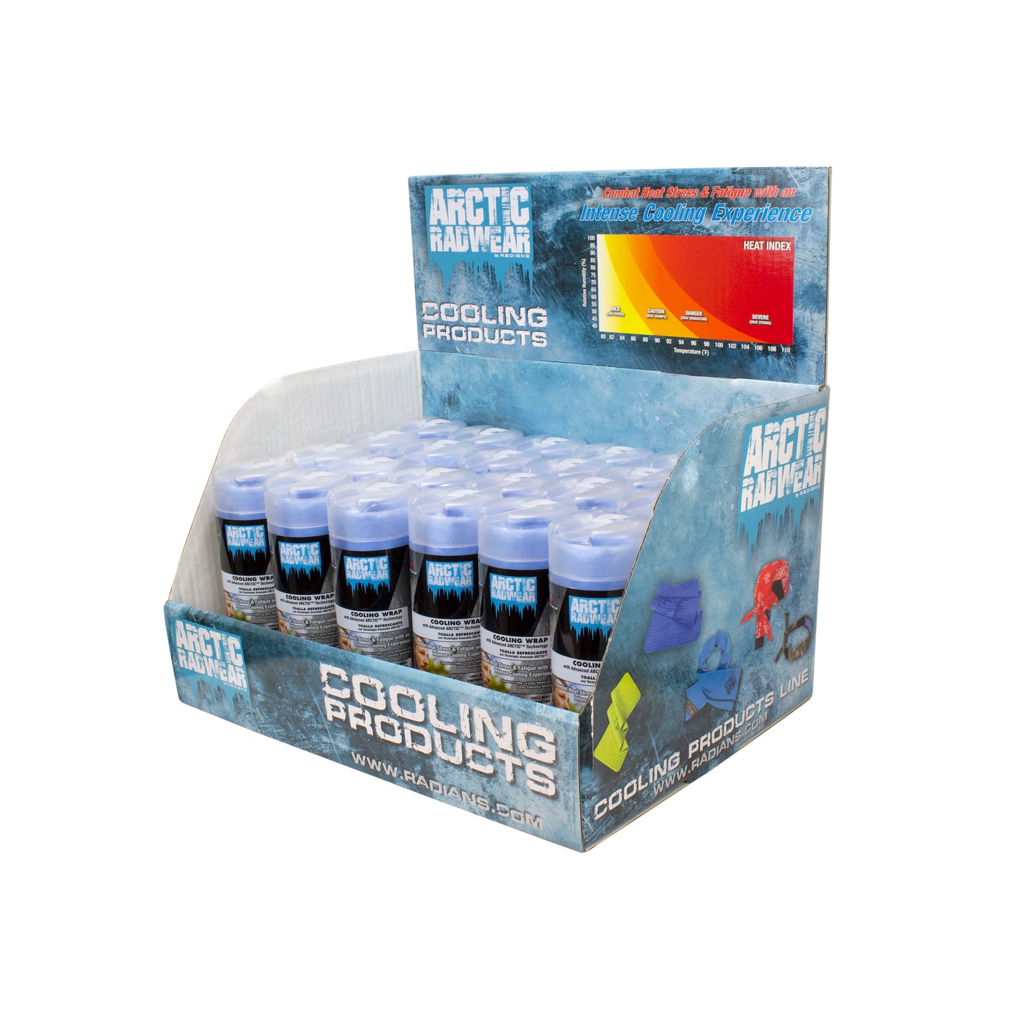 Arctic Radwear® Cooling Wrap Counter Display - 24 Blue