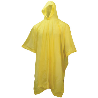 1000P .10 mm 40" Economy Rain Poncho with Attached Hood - Yellow - Universal Size
