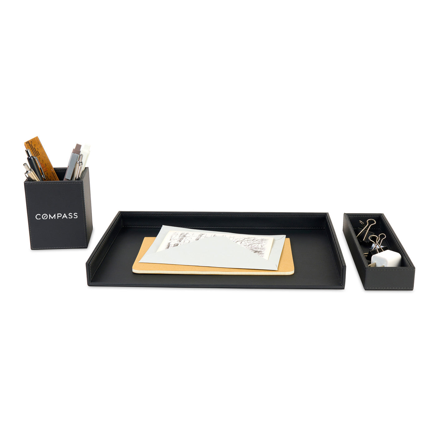 Black Easton 3 Piece Desktop Organizer Set