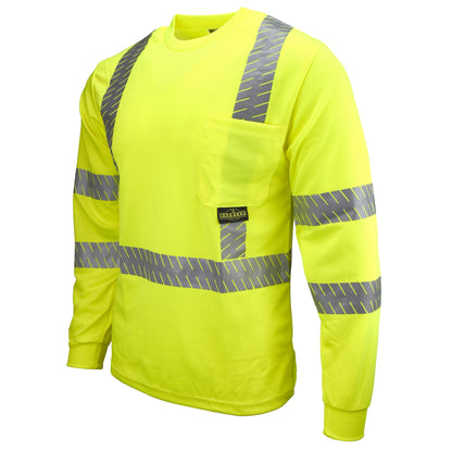 ST24-3 Type R Class 3 Long Sleeve T-Shirt with Rad-Shade® UV Protection - Hi-Vis Green - Size XL
