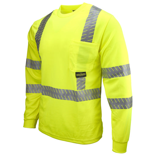 ST24-3 Type R Class 3 Long Sleeve T-Shirt with Rad-Shade® UV Protection - Hi-Vis Green - Size XL